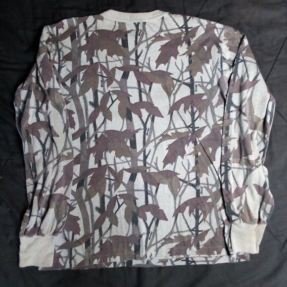 Vintage Mirage Oak Camouflage Autumn Fall Long Sleeve Pocket T-Shirt - Picture 6 of 7